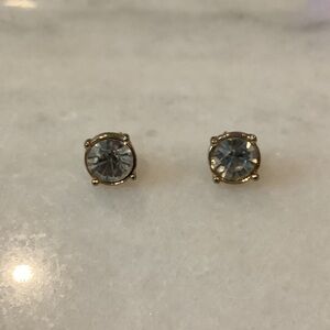 Gold Plated Stud Earrings with Clear Crystal, Brand New